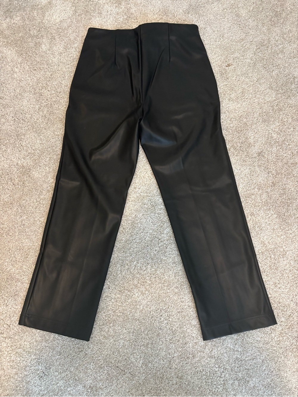 LOFT Faux Leather Straight-Leg Pants Black Size 8 Like New
